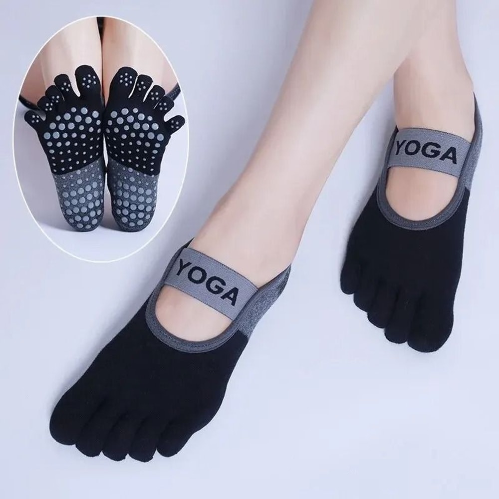 FiveFinger Backless Yoga Socks HighPerformance NonSlip Pilates Grip Breathable Cotton Ballet Danc 0