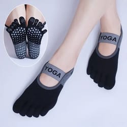 five-finger backless yoga socks – high-performance non-slip pilates grip & breathable cotton ballet dance gear