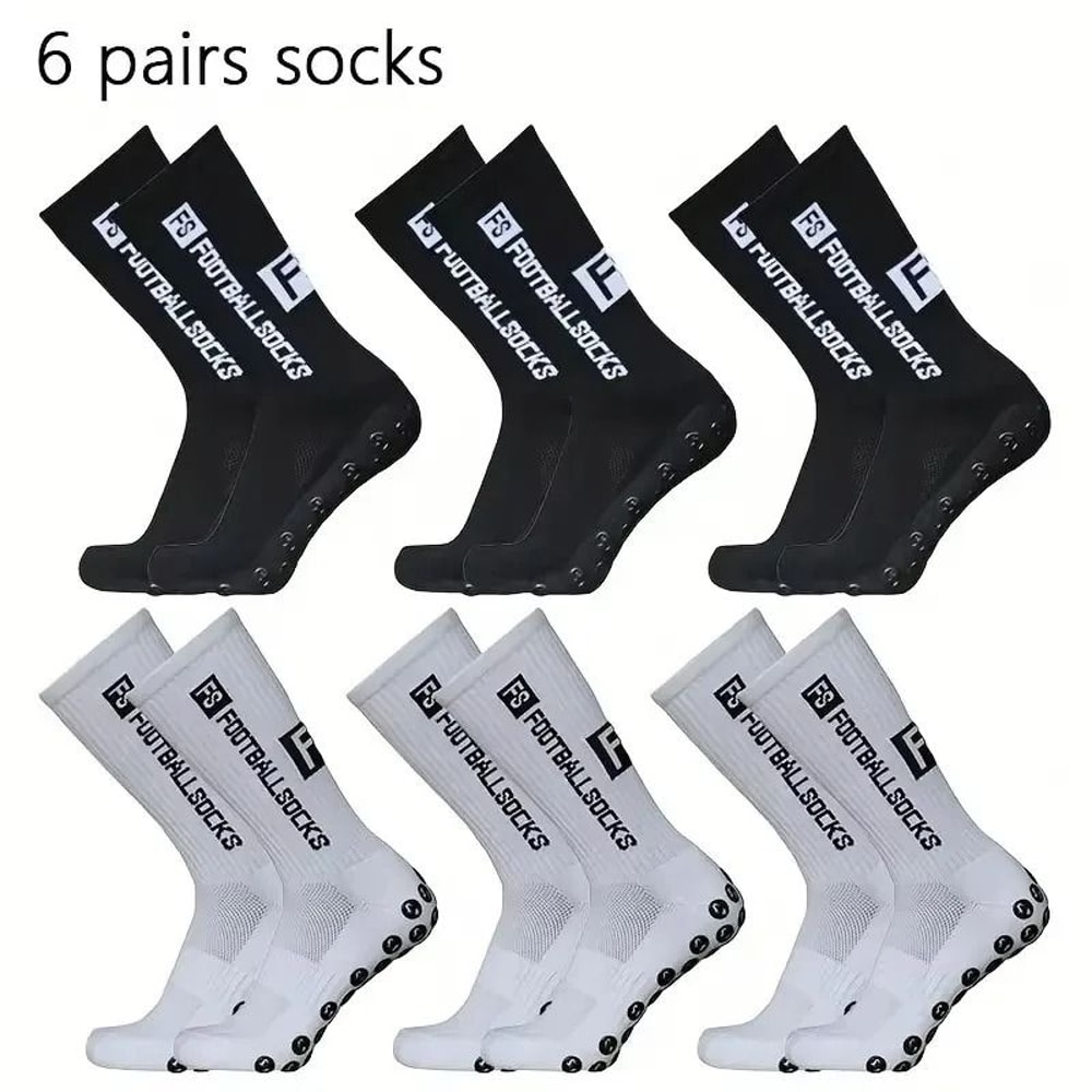 6 Pairs Professional Soccer Grip Socks Non Slip Silicone Bottom Breathable Football Sports Socks 0