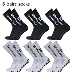 6 pairs professional soccer grip socks non slip silicone bottom breathable football sports socks