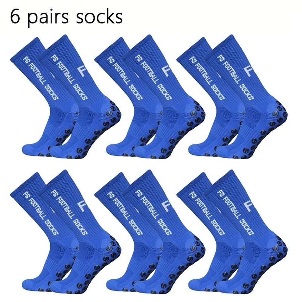 6 Pairs Professional Soccer Grip Socks Non Slip Silicone Bottom Breathable Football Sports Socks 9