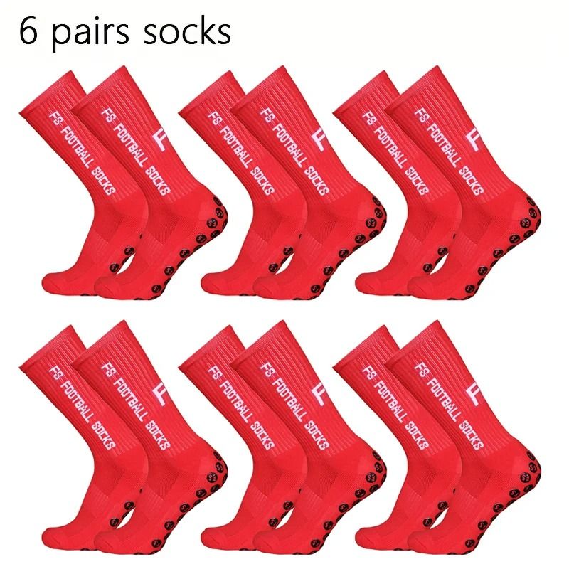6 Pairs Professional Soccer Grip Socks Non Slip Silicone Bottom Breathable Football Sports Socks 10