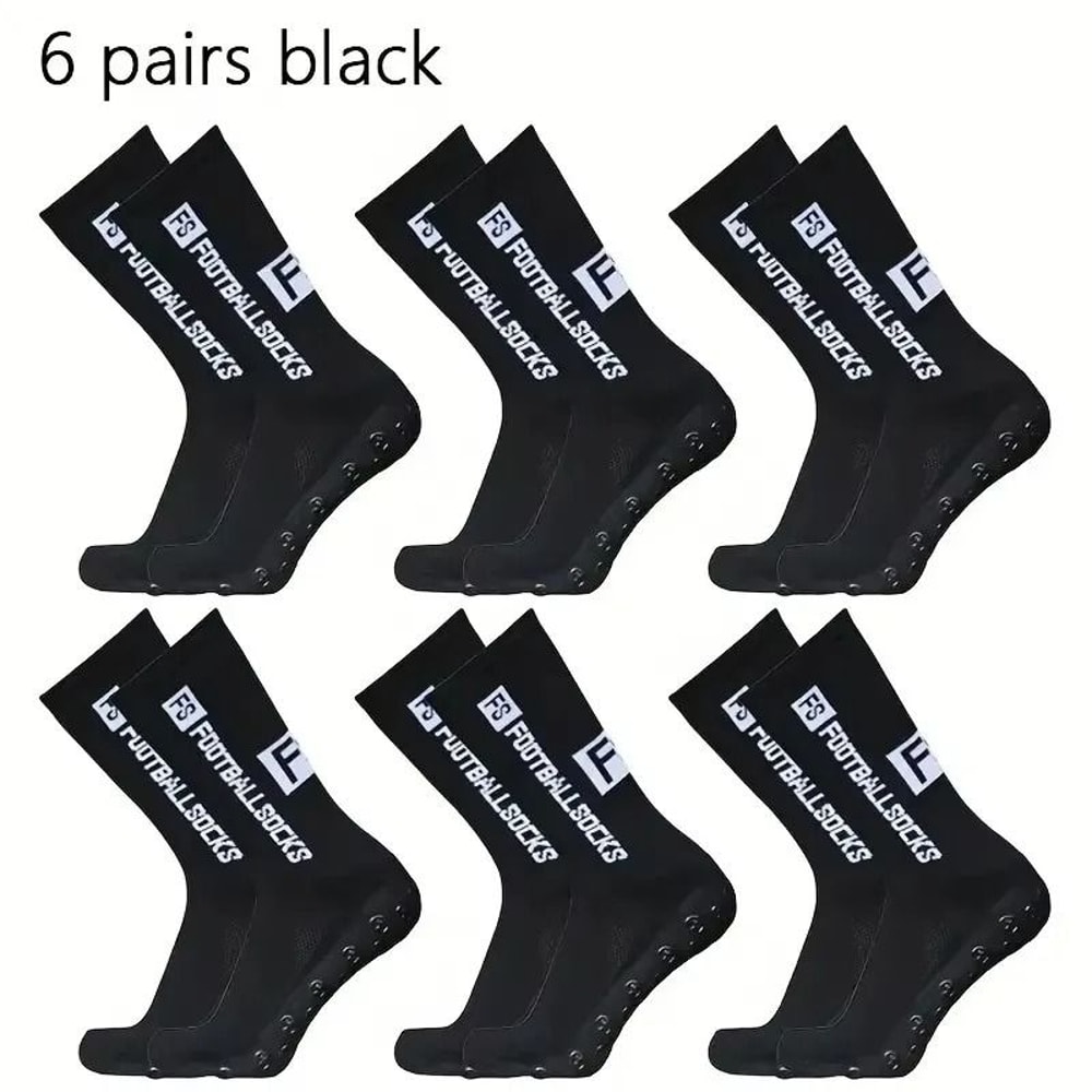 6 Pairs Professional Soccer Grip Socks Non Slip Silicone Bottom Breathable Football Sports Socks 2