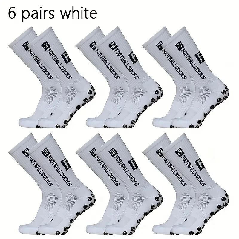 6 Pairs Professional Soccer Grip Socks Non Slip Silicone Bottom Breathable Football Sports Socks 6