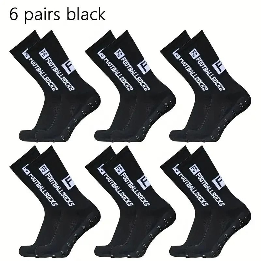 6 Pairs Professional Soccer Grip Socks Non Slip Silicone Bottom Breathable Football Sports Socks 7