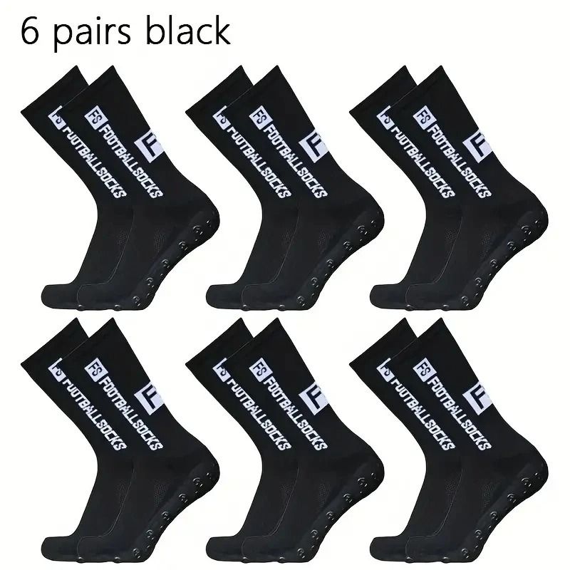6 Pairs Professional Soccer Grip Socks Non Slip Silicone Bottom Breathable Football Sports Socks 7