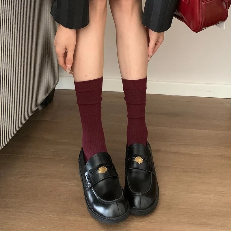 Trendy Striped Angola Red Pile Up Socks Thin Summer Ankle Socks JK Simple Stacked Socks 2