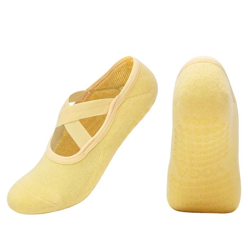 Women Breathable Towel Bottom Yoga Socks Silicone Non Slip Bandage Pilates Ladies Ballet Dance Sock 12