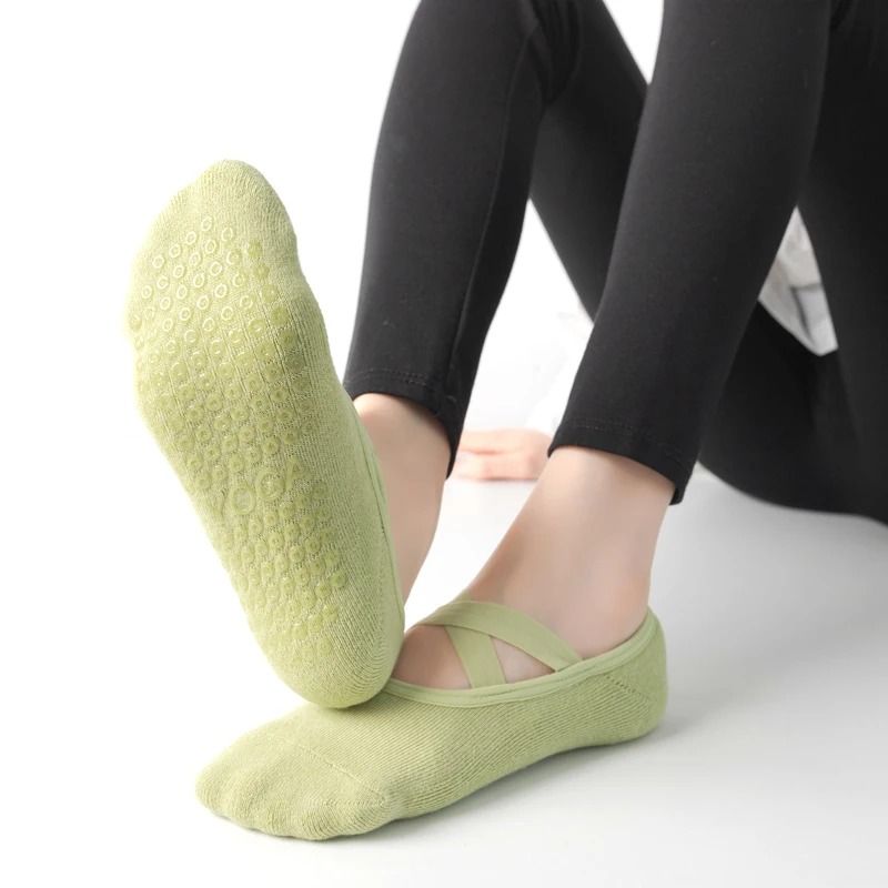 Women Breathable Towel Bottom Yoga Socks Silicone Non Slip Bandage Pilates Ladies Ballet Dance Sock 3