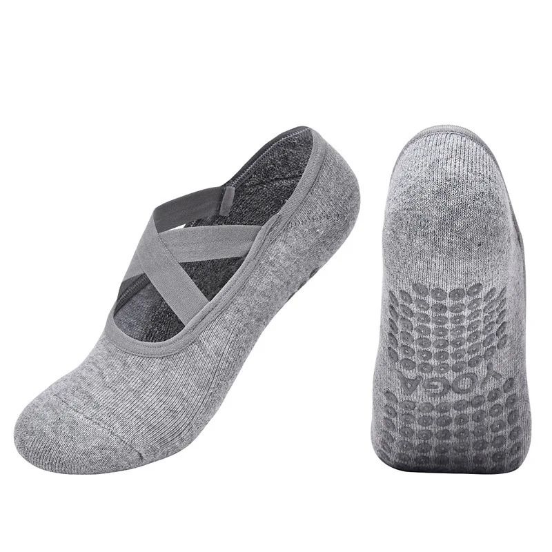 Women Breathable Towel Bottom Yoga Socks Silicone Non Slip Bandage Pilates Ladies Ballet Dance Sock 8