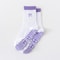 Knitted Embroidered Yoga Fitness Pilates Sports Socks Silicone Non Slip Bottom Women Middle Socks 19