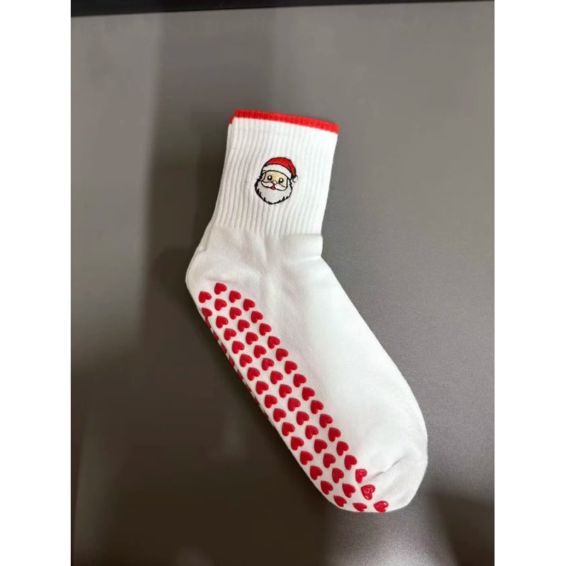 Knitted Embroidered Yoga Fitness Pilates Sports Socks Silicone Non Slip Bottom Women Middle Socks 27