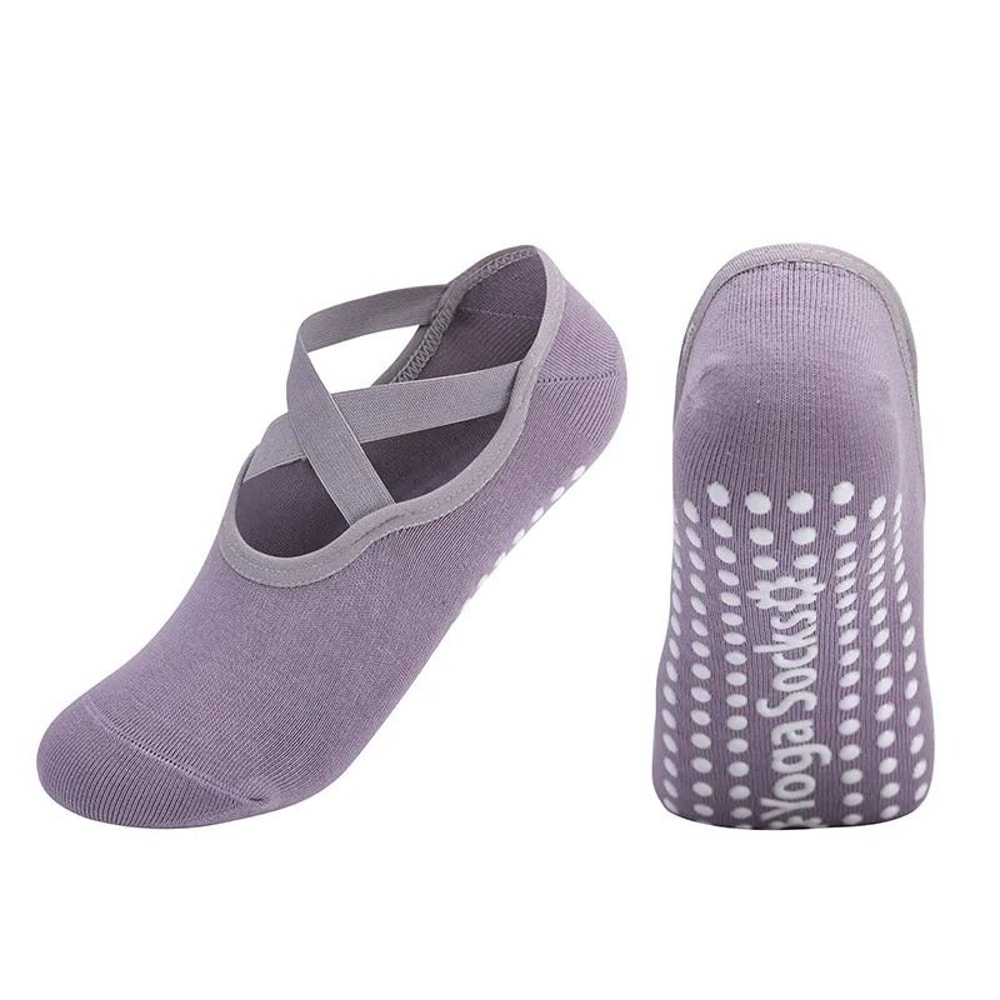 Professional Women Yoga Socks Silicone Anti Slip Ballet Pilates Backless Breathable Bandage Dance S 12