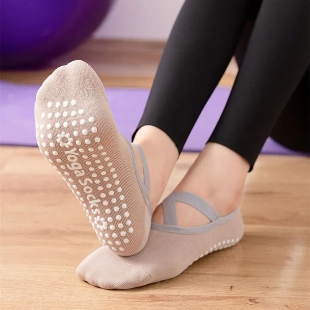 Professional Women Yoga Socks Silicone Anti Slip Ballet Pilates Backless Breathable Bandage Dance S 2