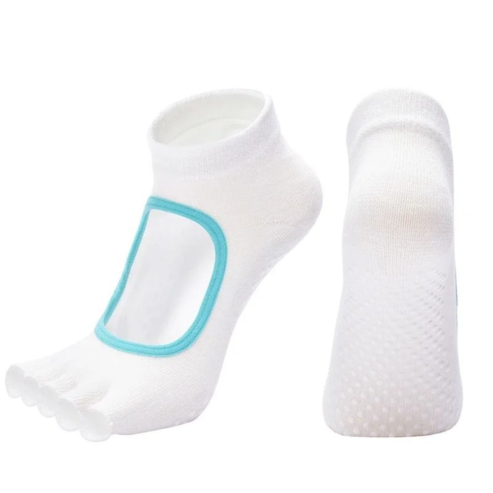 Women Cotton Yoga Backless Five Toe Socks Anti Slip Silicone Pilates Gym Ballet Dance Socks 12
