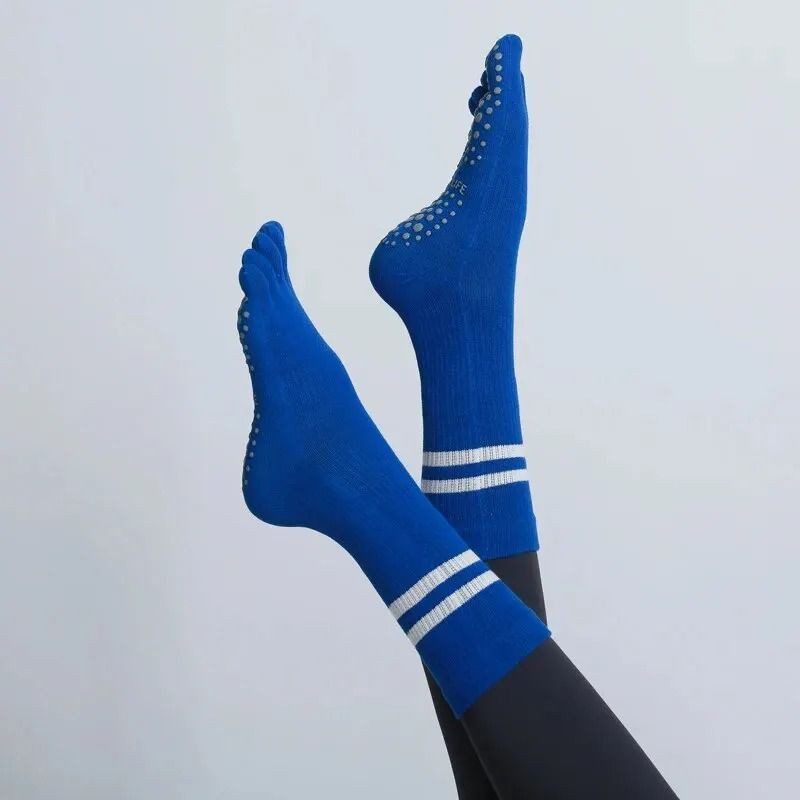 Women Breathable Yoga Socks Mid Tube Non Slip Five Finger Pilates Fitness Dance Ballet Floor Socks 1