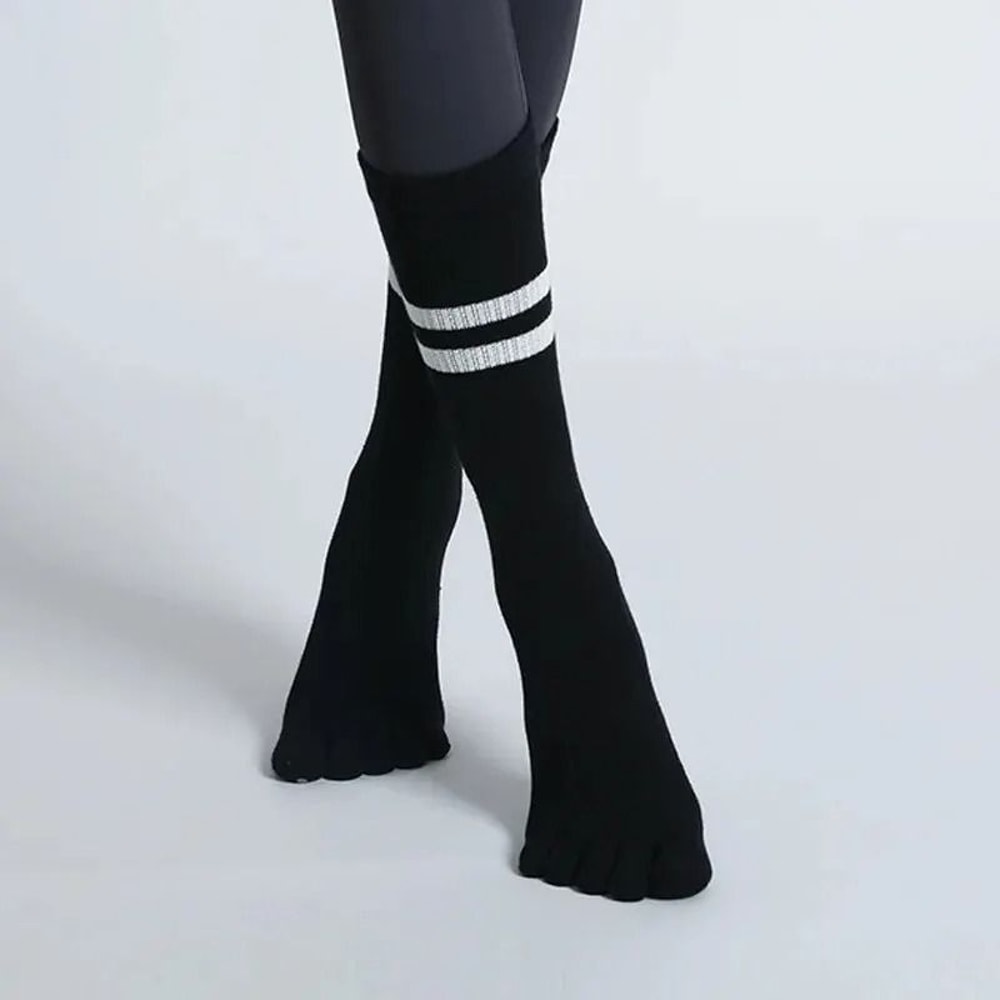 Women Breathable Yoga Socks Mid Tube Non Slip Five Finger Pilates Fitness Dance Ballet Floor Socks 6