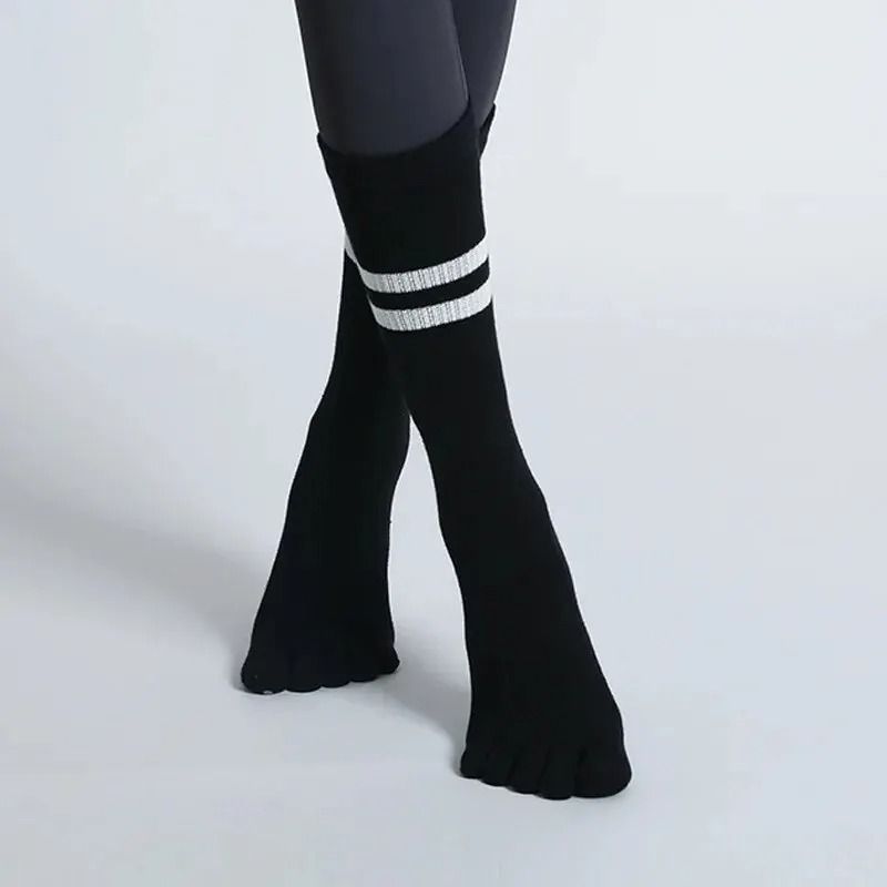 Women Breathable Yoga Socks Mid Tube Non Slip Five Finger Pilates Fitness Dance Ballet Floor Socks 6