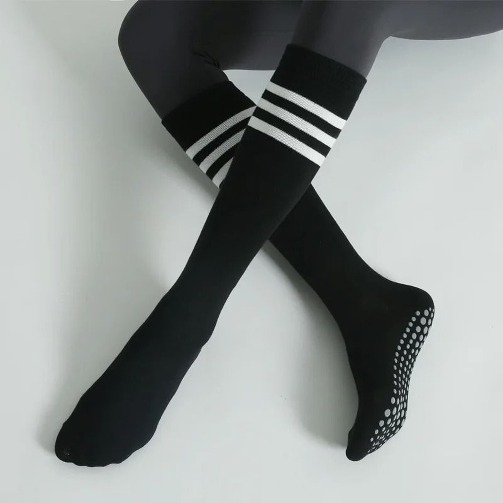 Autumn Winter Women Anti Slip Yoga Socks Cotton Breathable Fitness Pilates Mid Tube Ballet Dance So 1