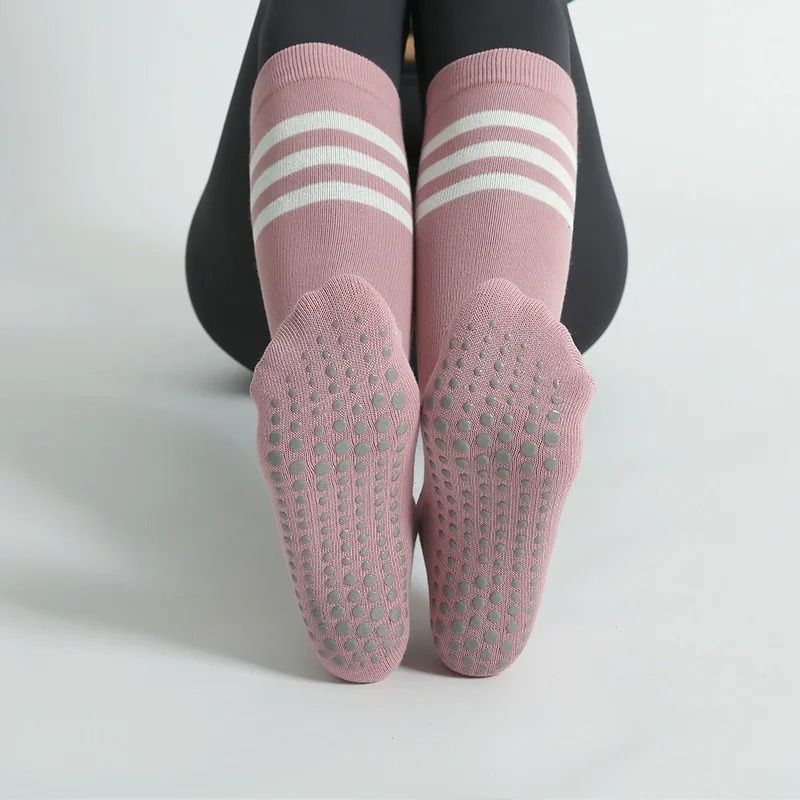 Autumn Winter Women Anti Slip Yoga Socks Cotton Breathable Fitness Pilates Mid Tube Ballet Dance So 4