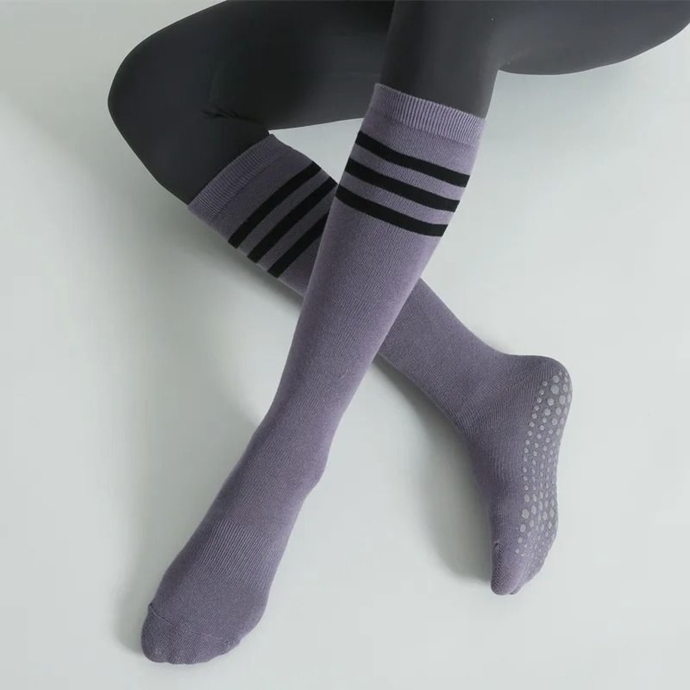 Autumn Winter Women Anti Slip Yoga Socks Cotton Breathable Fitness Pilates Mid Tube Ballet Dance So 6