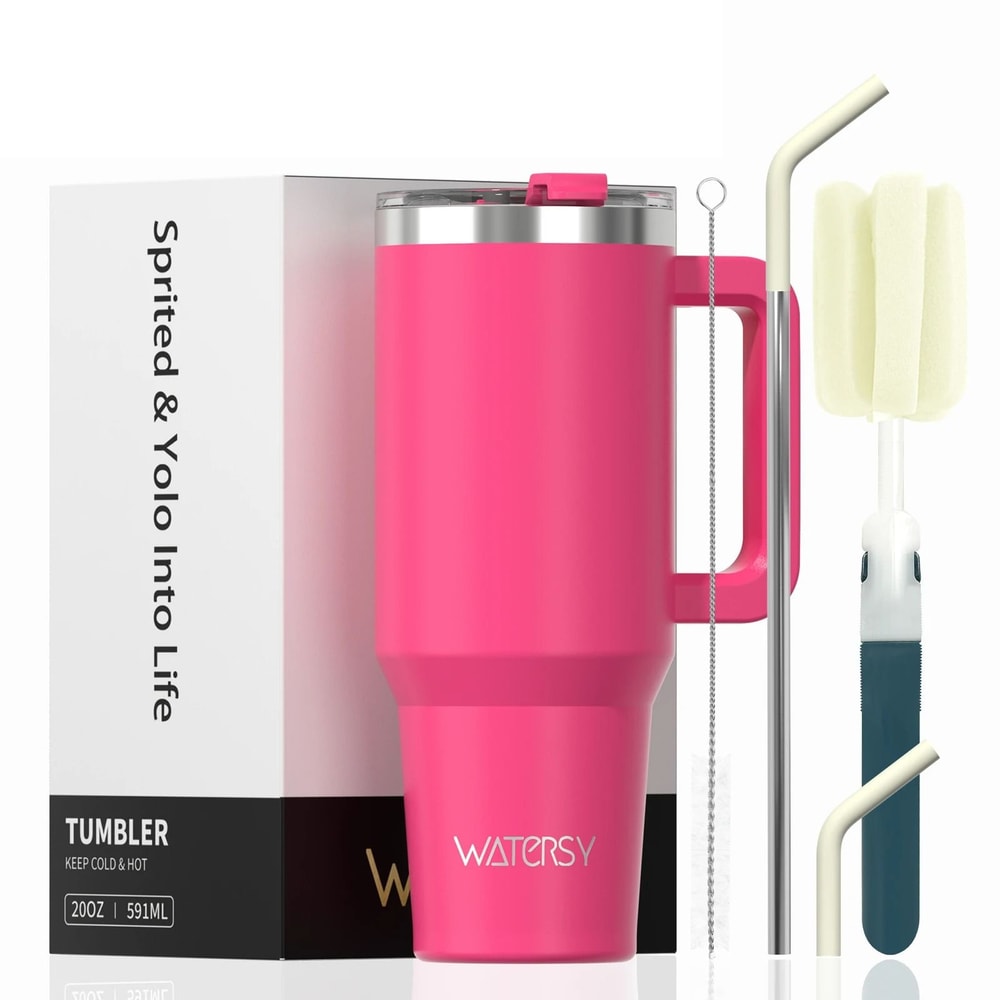 20oz Stainless Steel Insulated Tumbler With Handle And Straw Portable Car Travel Thermal Mug 9