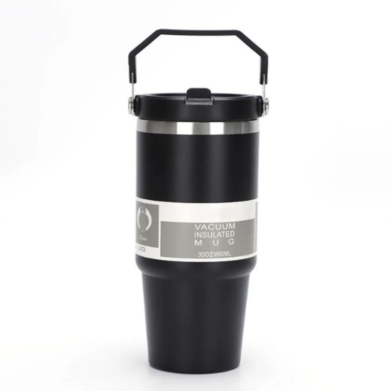 Portable Car Cup Stainless Steel Double Walled Travel Sports Water Bottle Coffee Vacuum Flask With 5