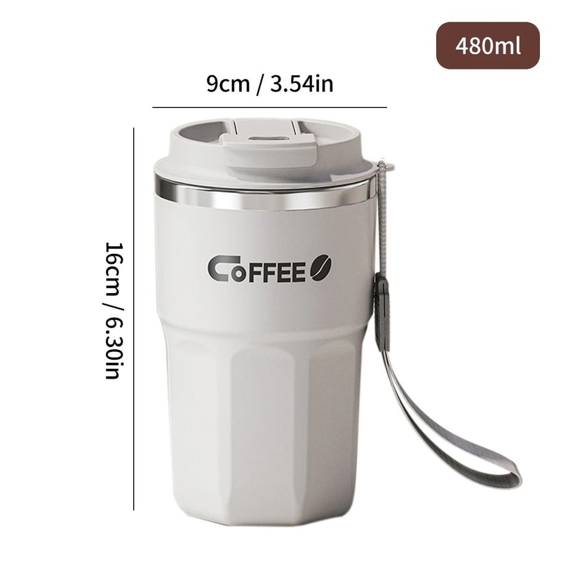 WORTHBUY 304 Stainless Steel Coffee Cup Double Layer Reusable Insulated Water Cup With Lid Handle 9