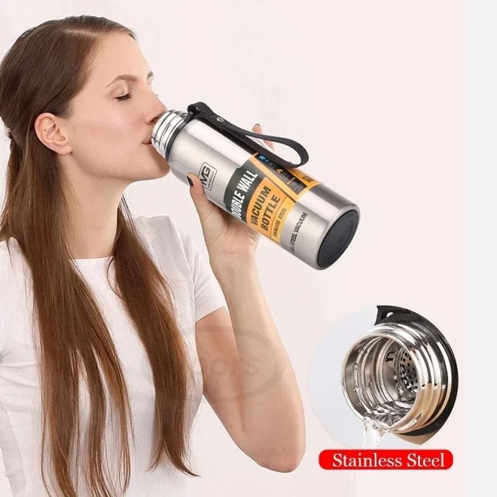 304 Stainless Steel Large Capacity Vacuum Flask Insulated Thermos Bottle With Carry Rope 4