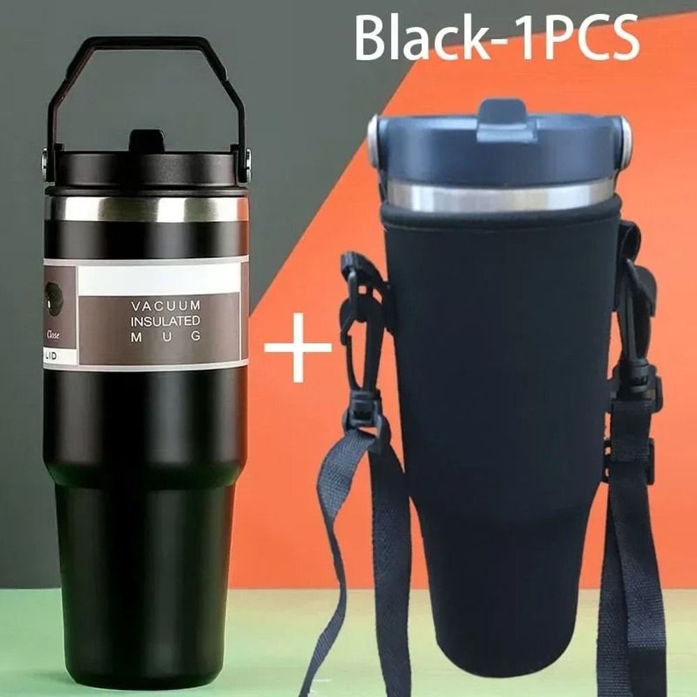 20oz30oz Thermal Water Bottle With Straw Stainless Steel Car Coffee Mug Vacuum Flask Tumbler 12