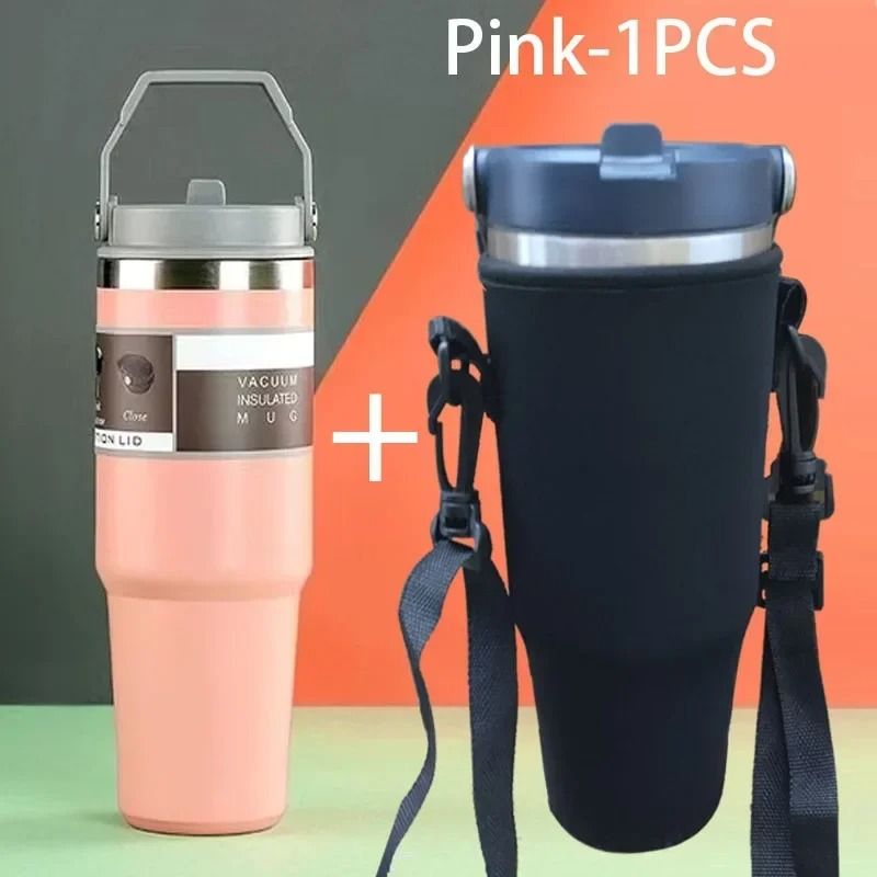 20oz30oz Thermal Water Bottle With Straw Stainless Steel Car Coffee Mug Vacuum Flask Tumbler 13