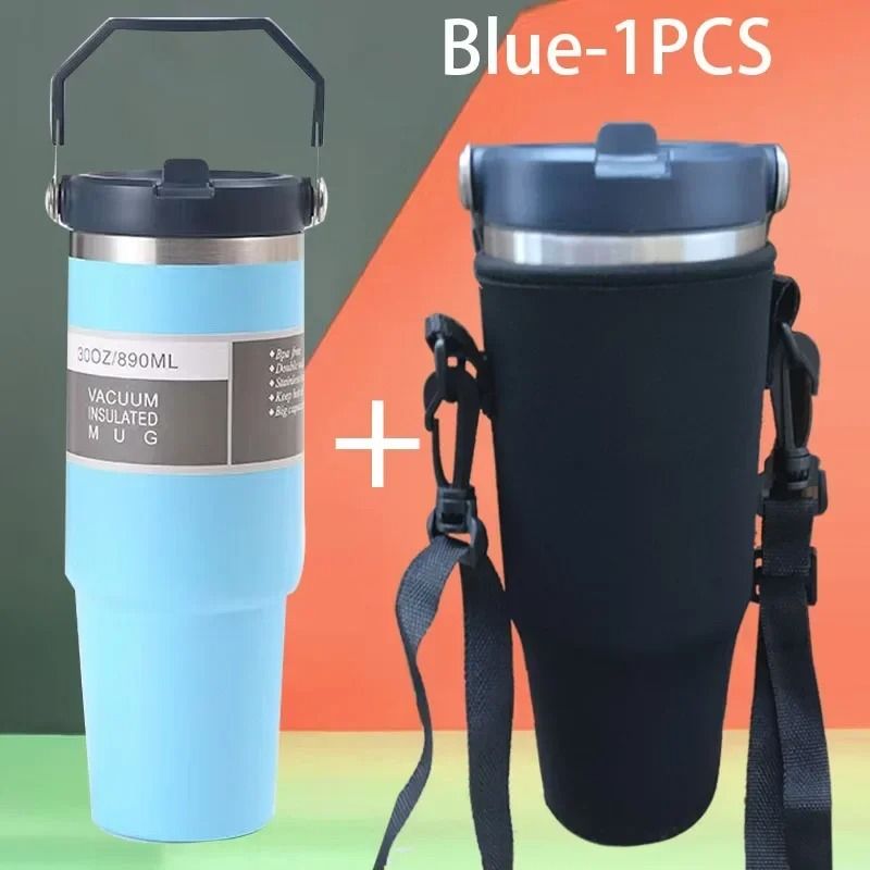 20oz30oz Thermal Water Bottle With Straw Stainless Steel Car Coffee Mug Vacuum Flask Tumbler 15