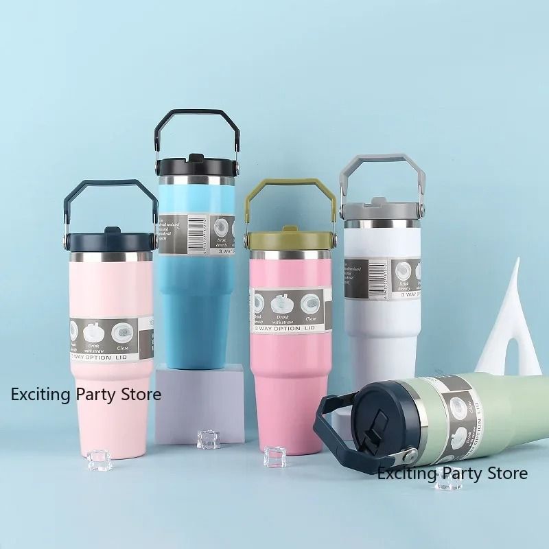 20oz30oz Thermal Water Bottle With Straw Stainless Steel Car Coffee Mug Vacuum Flask Tumbler 3