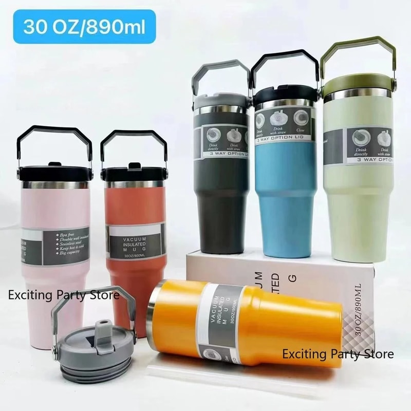 20oz30oz Thermal Water Bottle With Straw Stainless Steel Car Coffee Mug Vacuum Flask Tumbler 4