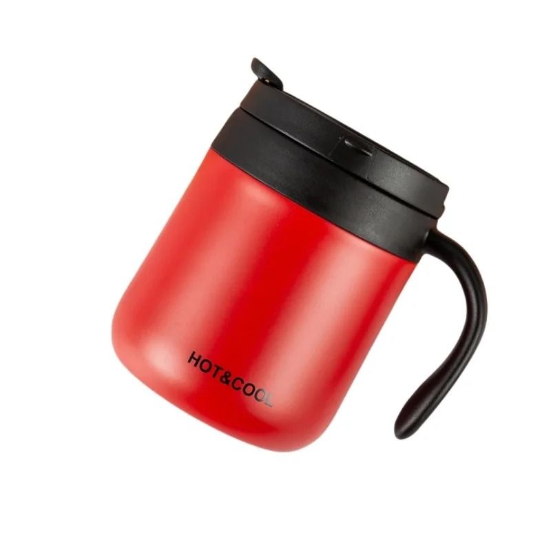 Simple Solid Color Stainless Steel Insulated Coffee Cup With Handle Wide Mouthed Large Capacity Off 9