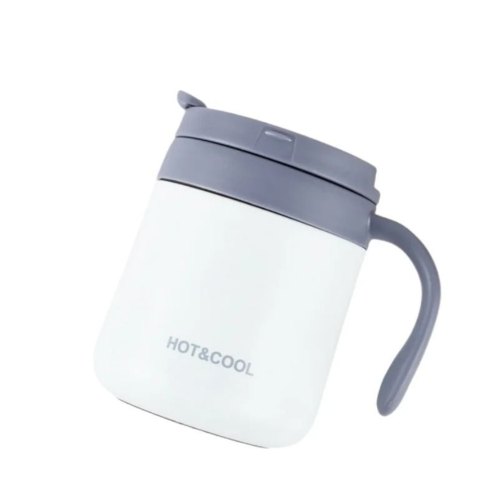 Simple Solid Color Stainless Steel Insulated Coffee Cup With Handle Wide Mouthed Large Capacity Off 6