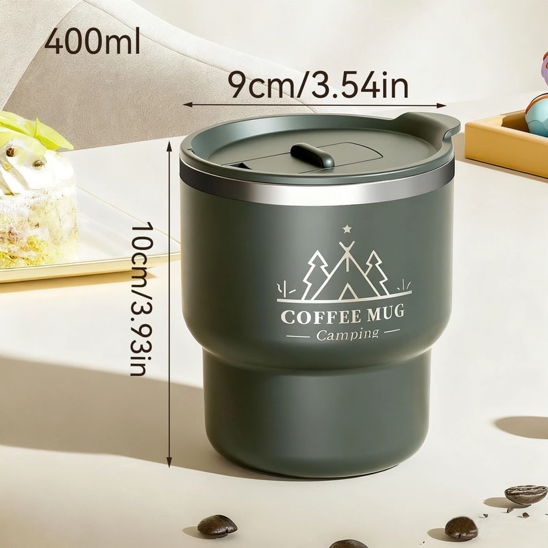 400ML 304 Stainless Steel Double Layer Insulated Water Cup Office Milk Coffee Mug Student Portable 9