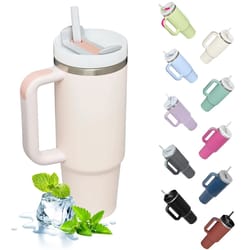 1200ml insulated tumbler with handle metal stainless steel vacuum portable straw cup large thermal mug