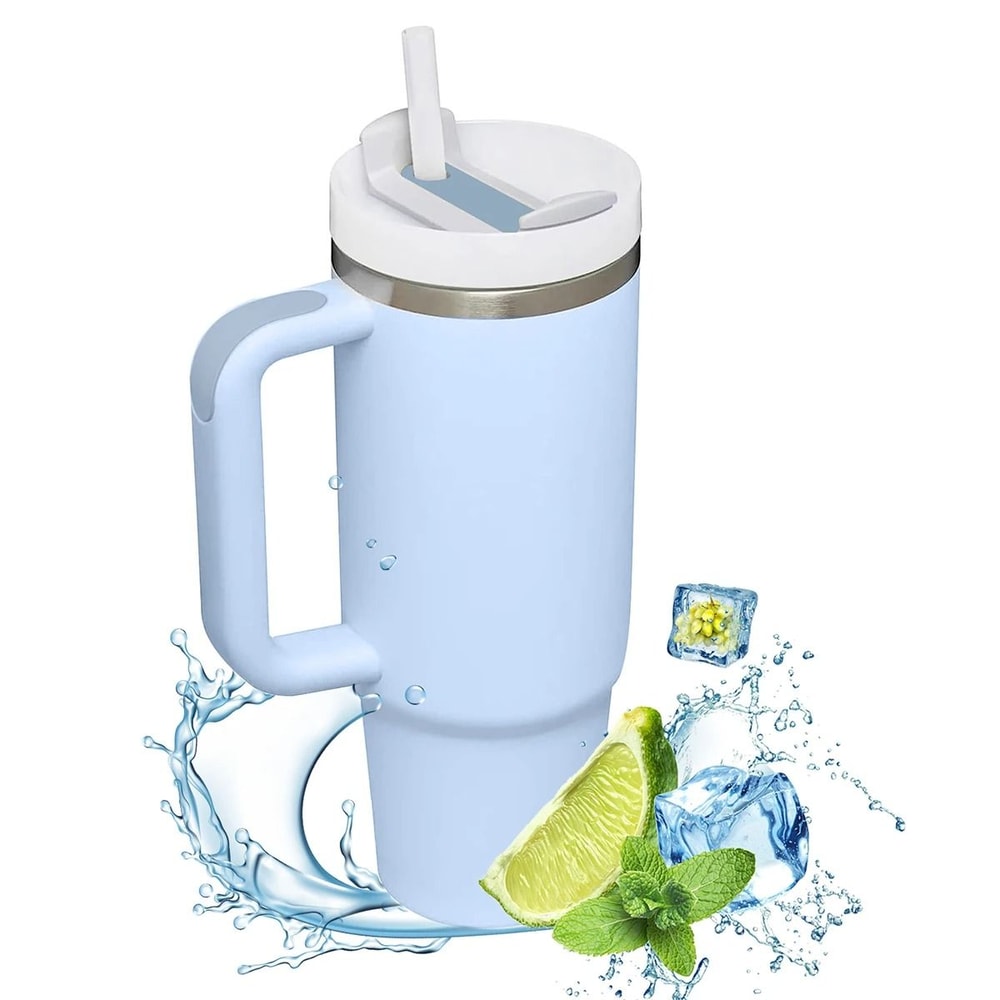 1200ml Insulated Tumbler With Handle Metal Stainless Steel Vacuum Portable Straw Cup Large Thermal 9