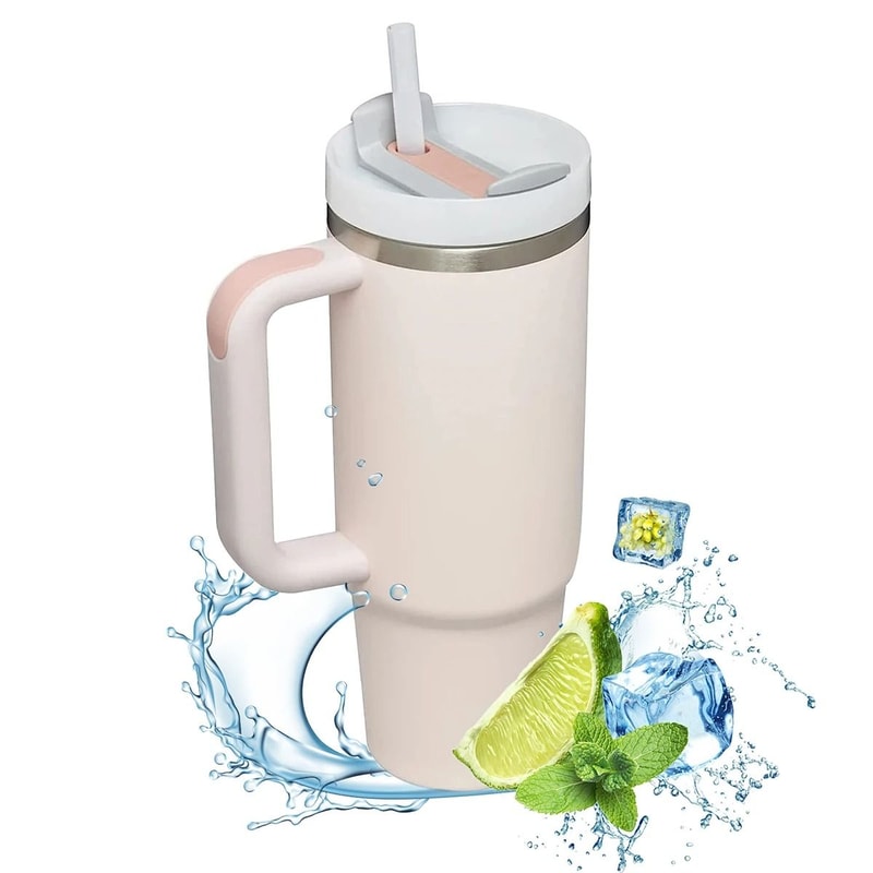 1200ml Insulated Tumbler With Handle Metal Stainless Steel Vacuum Portable Straw Cup Large Thermal 10
