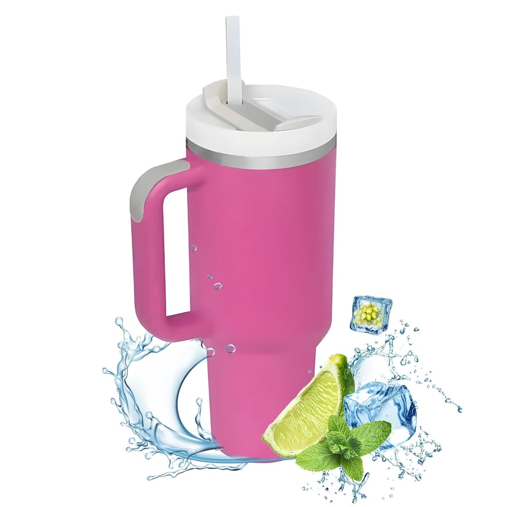 1200ml Insulated Tumbler With Handle Metal Stainless Steel Vacuum Portable Straw Cup Large Thermal 12