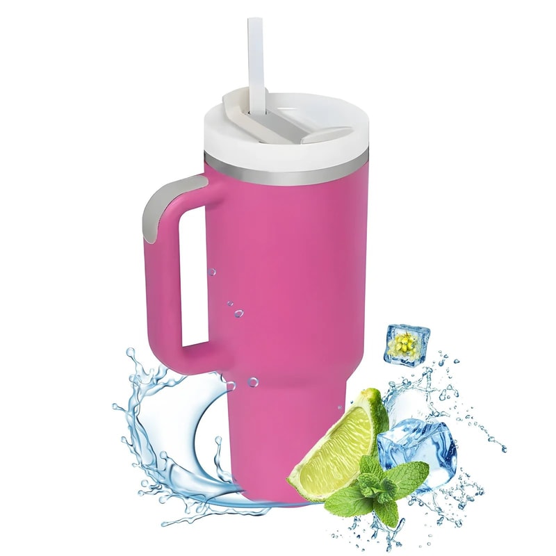 1200ml Insulated Tumbler With Handle Metal Stainless Steel Vacuum Portable Straw Cup Large Thermal 12