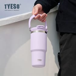 tyeso large-capacity thermos handle vacuum cup dual-drink coffee mug stainless steel ice cup car bottle