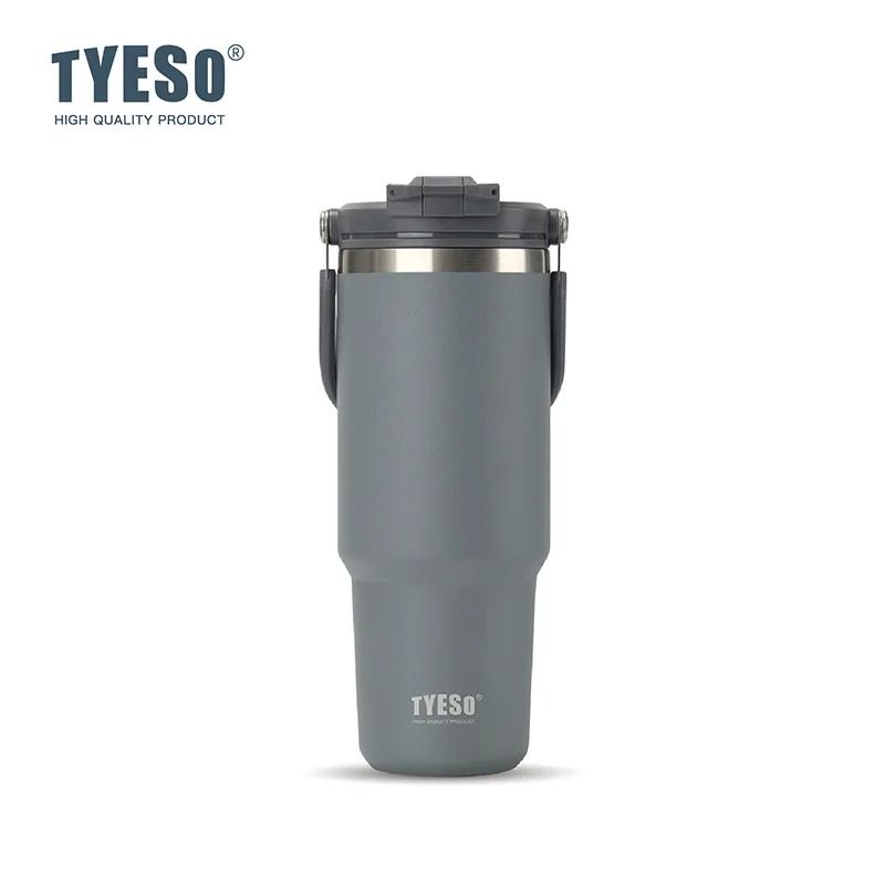 Tyeso LargeCapacity Thermos Handle Vacuum Cup DualDrink Coffee Mug Stainless Steel Ice Cup Car Bott 10