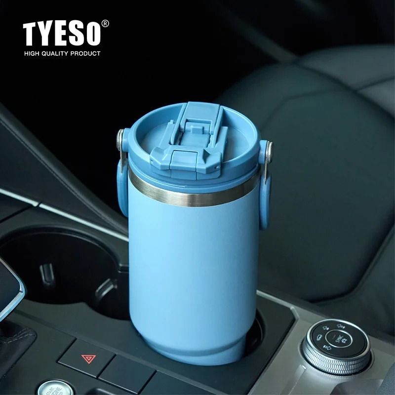Tyeso LargeCapacity Thermos Handle Vacuum Cup DualDrink Coffee Mug Stainless Steel Ice Cup Car Bott 1