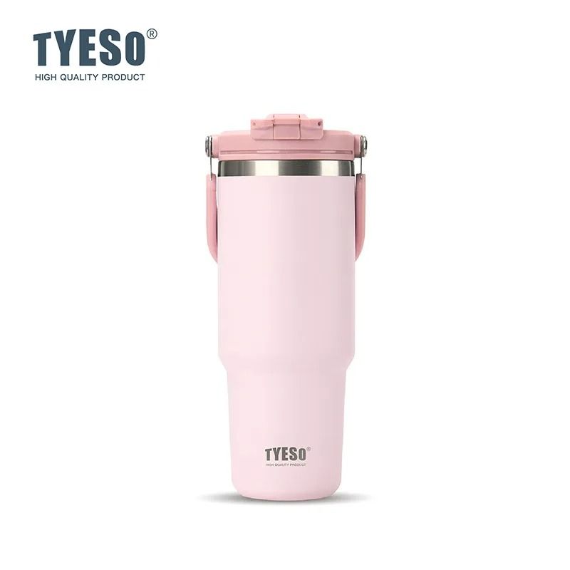 Tyeso LargeCapacity Thermos Handle Vacuum Cup DualDrink Coffee Mug Stainless Steel Ice Cup Car Bott 8
