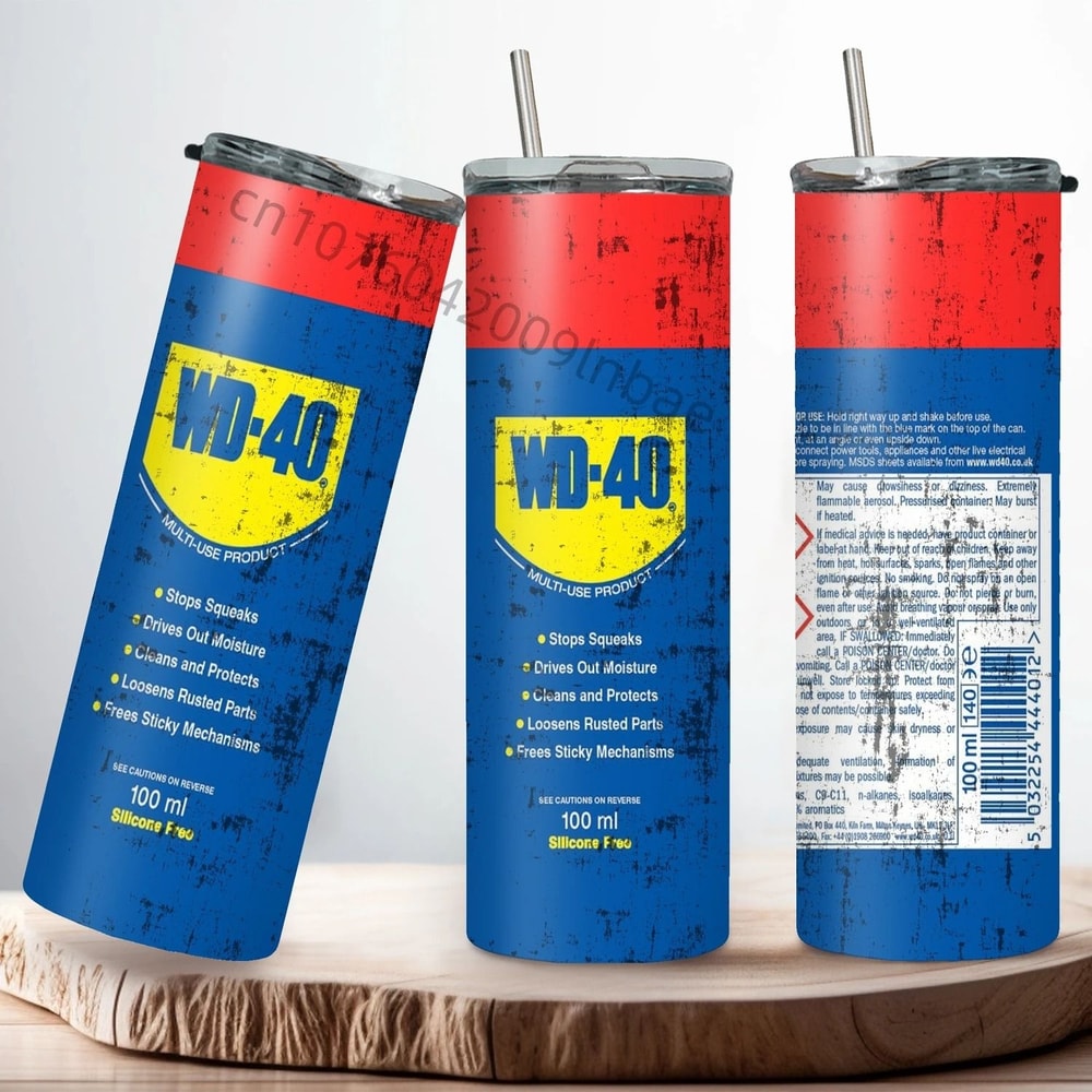 20Oz WD40 Inspired Mechanic Oil Stainless Steel Vacuum Double Wall Insulated Tumbler With Lid Engin 0