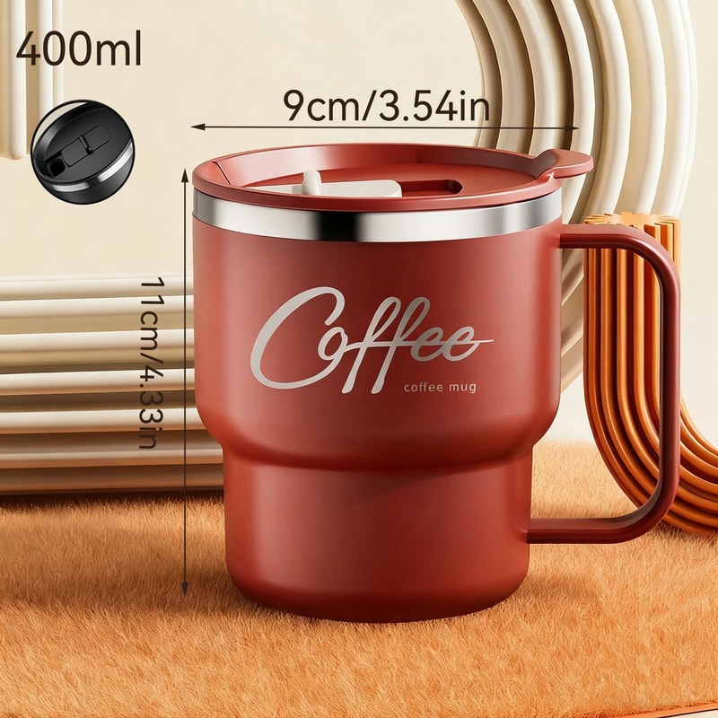 400ML Double Layer Coffee Mug 304 Stainless Steel Sealed Drinking Cup For Cold And Hot Water 9