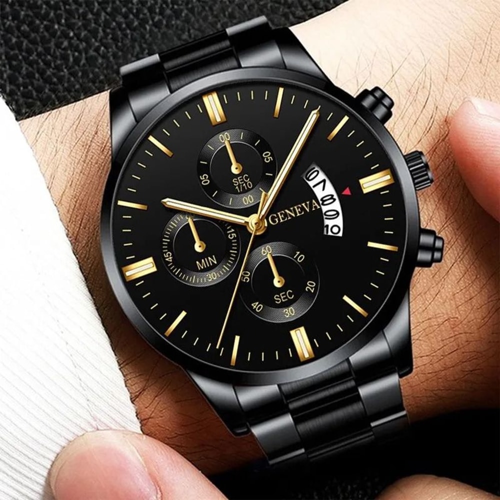 New Fashion Mens Sports Luxury Calendar Quartz Wristwatch Business Stainless Steel Casual Watch 4