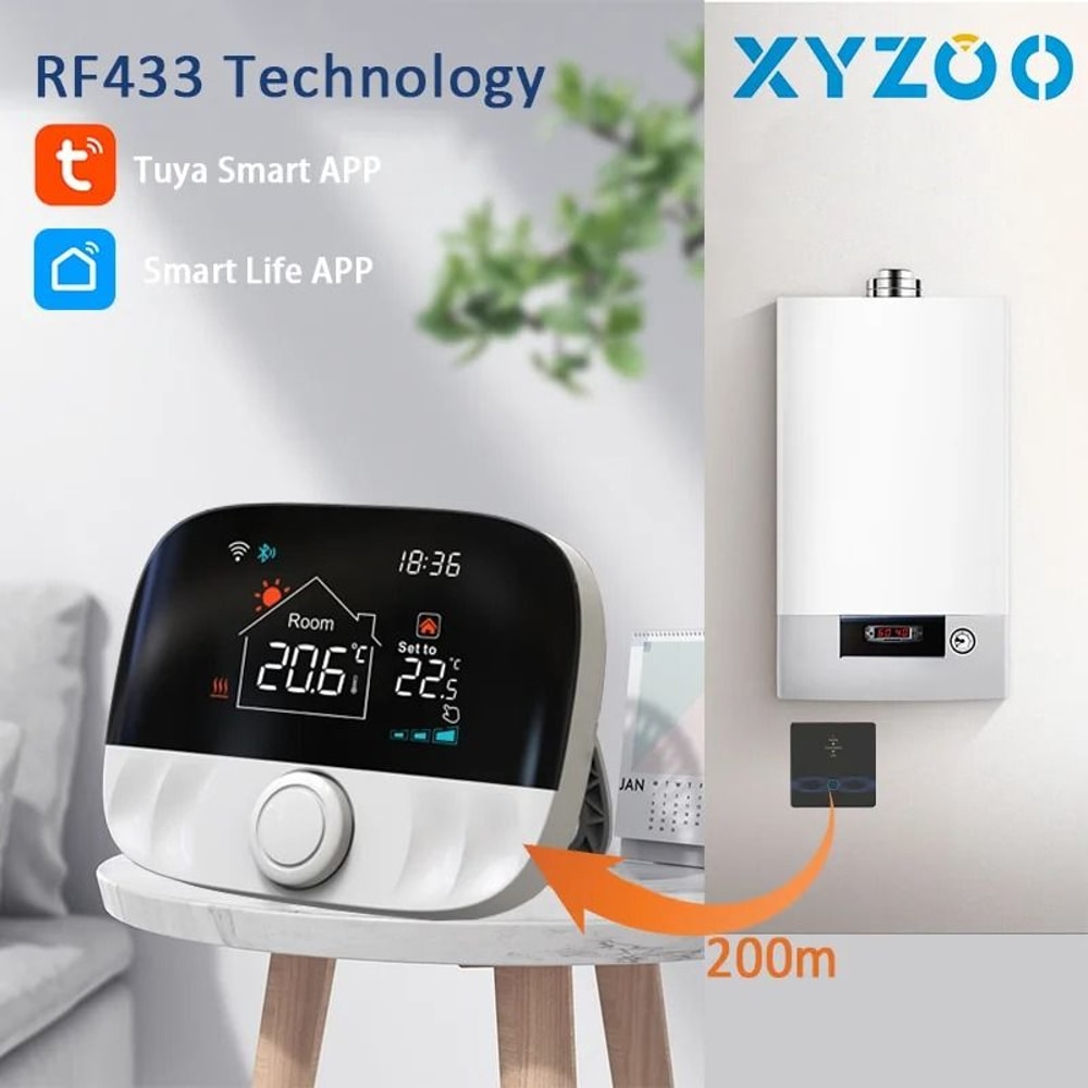 RF Wireless Smart WiFi Floor Heating Thermostat For Gas Boiler Battery Powered Tuya Temperature Con 0